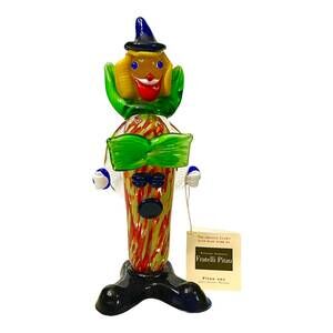 Murano Original Clown Figurine 11" Fratelli Pitau Italy Art Glass 11” Vtg 1960s